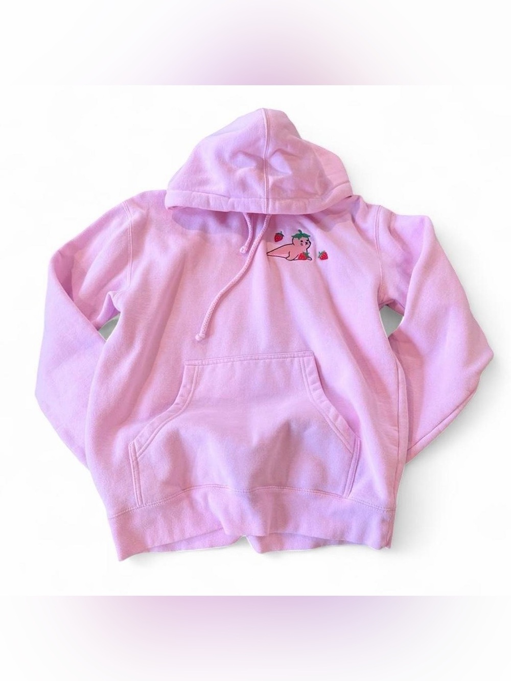 180Tide Pink Strawberry Seal Graphic Hoodie - Soft Pullover